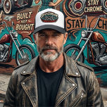 Stay Chrome Garage Trucker Hat<br><div class="desc">Built for the road, the garage, and the long cruise home. The Stay Chrome Garage design captures the spirit of classic American hot-rod culture, inspired by vintage mechanic shop patches and the golden era of chrome-heavy cruisers. The badge-style graphic features crossed pistons and a wrench framed by bold retro lettering,...</div>