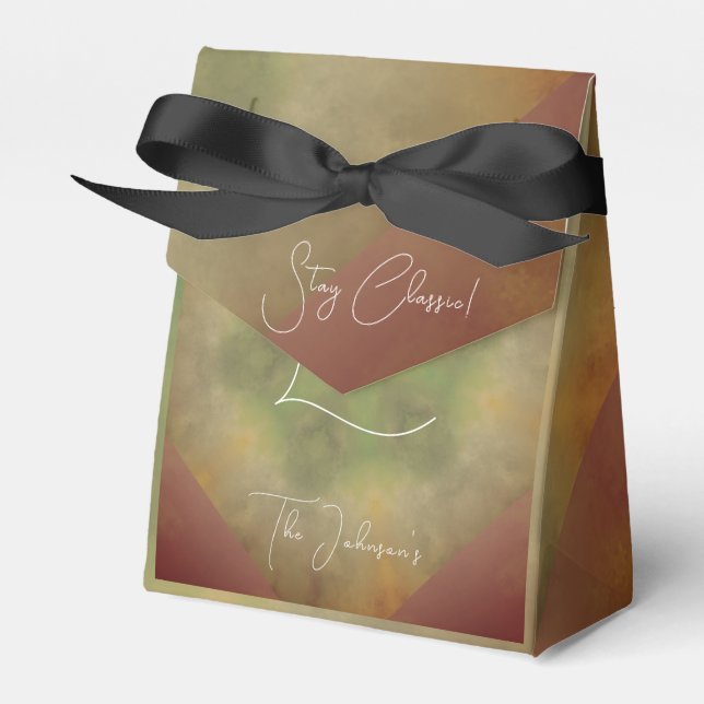 Stay Classic Rustic Sepia Kaleidoscope Script Favour Box (Front Side)