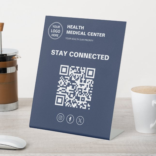 Stay Connected Medical Clinic Healthcare Logo Pedestal Sign (In SItu)