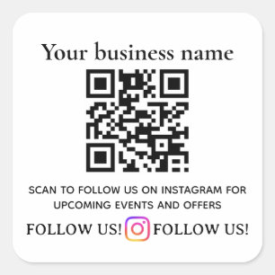 Stay Connected QR Code Sign Instagram Follow Square Sticker