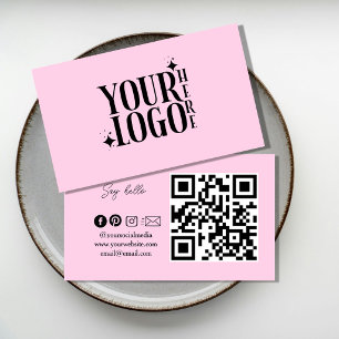 Stay Connected Social Media QR Code Black Business Card