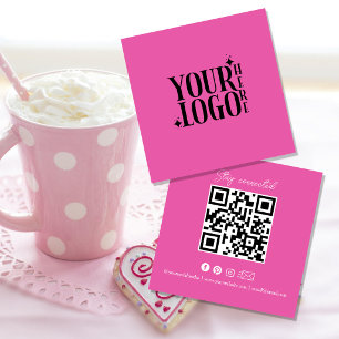 Stay Connected Social Media QR Code Black Business Square Business Card