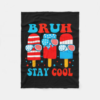 Stay Cool 4th July Popsicle Boys Men Usa Flag Amer Fleece Blanket