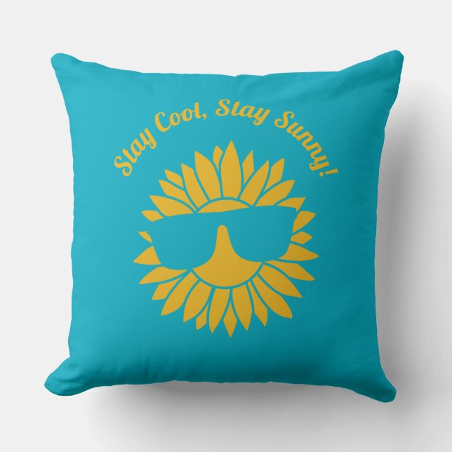 Stay Cool and Sunny Sunflower Pillow  (Front)