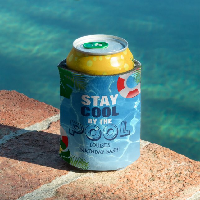 Stay Cool By the Pool Birthday Personalised Can Cooler (In Situ Pool)