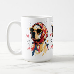 Stay Cool Dog with Floral Headscarf & Sunglasses Coffee Mug