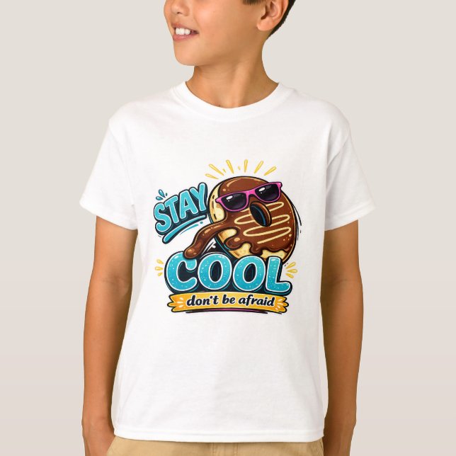 Stay Cool Doughnut Funny Graphic T-Shirt (Front)