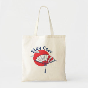 Stay Cool Fan Illustration   Custom Text Japanese  Tote Bag