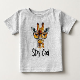 Stay Cool - Giraffe with Sunglasses Illustration Baby T-Shirt