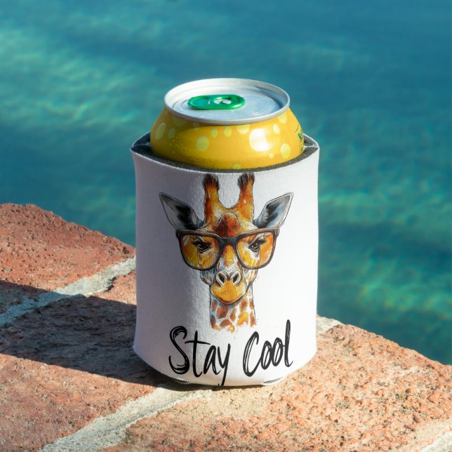 Stay Cool - Giraffe with Sunglasses Illustration Can Cooler (In Situ Pool)