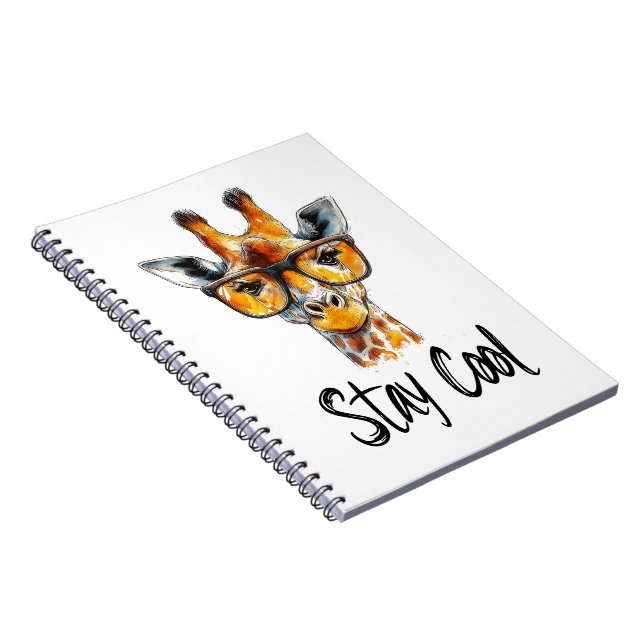 Stay Cool - Giraffe with Sunglasses Illustration Notebook (Right Side)