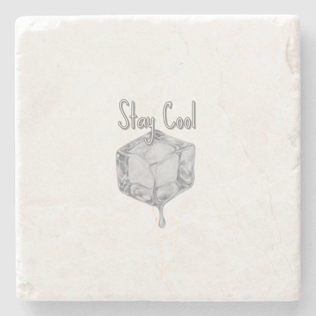 Stay Cool Melting Ice Cube  Stone Coaster (Front)