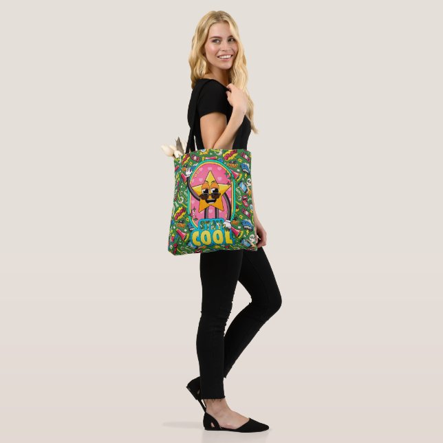 Stay Cool Pop Art Pattern Tote Bag (On Model)