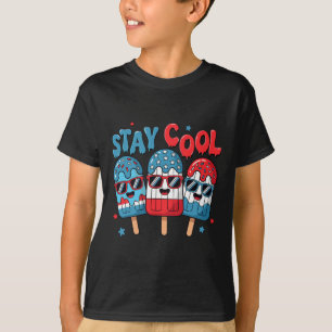 Stay Cool Popsicle 4th Of July American Flag Boys T-Shirt