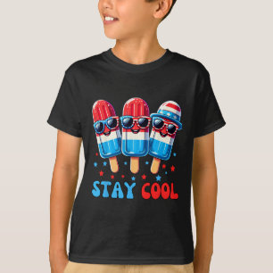 Stay Cool Popsicle 4th Of July Boys Men Usa Americ T-Shirt