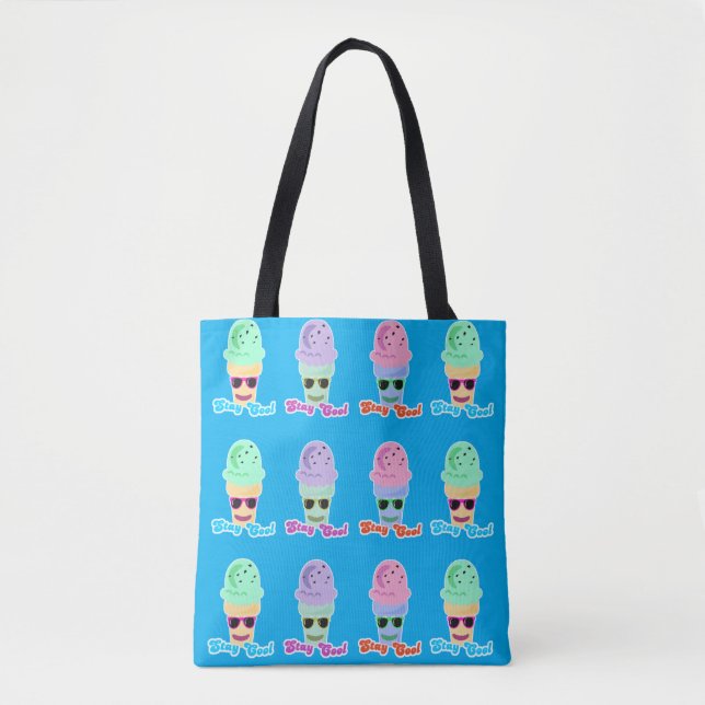 Stay Cool Rainbow Cone Tote Bag (Front)