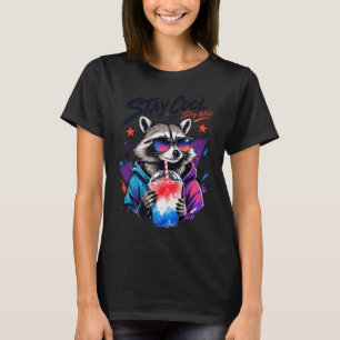 Stay Cool Stay Wild Racoon Slushie Urban Art T-Shirt