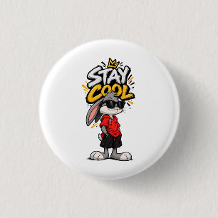 Stay Cool Street Style Rabbit Graphic – Funny Urba 3 Cm Round Badge