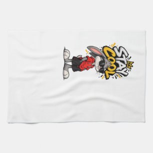 Stay Cool Street Style Rabbit Graphic – Funny Urba Tea Towel