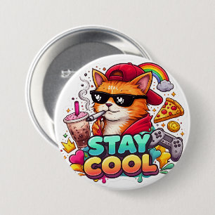 Stay Cool Vibes – Chill Cat Streetwear  7.5 Cm Round Badge