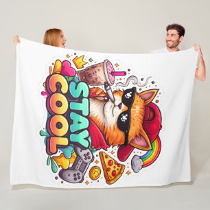 Stay Cool Vibes – Chill Cat Streetwear  Fleece Blanket