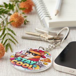 Stay Cool Vibes – Chill Cat Streetwear Key Ring