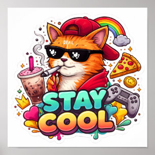 Stay Cool Vibes – Chill Cat Streetwear  Poster
