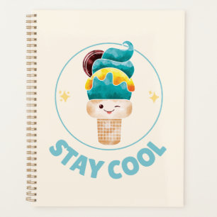 Stay Cool Watercolor Ice Cream Cone Pastel Planner