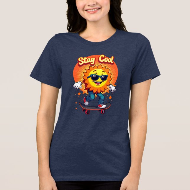 Stay Cool with Skateboarding Sun Tri-Blend Shirt (Front)