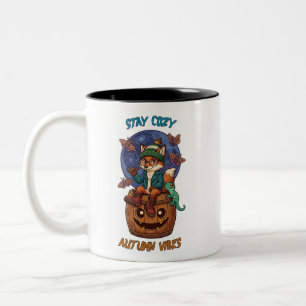Stay Cosy Autumn Vibes Cute Fox Pumpkin Two-Tone Coffee Mug