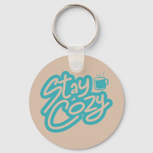 Stay Cosy Autumn Winter Quote Key Ring (Front)