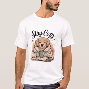 Stay Cosy: Cute Dog with Hot Cocoa/Coffee T-Shirt