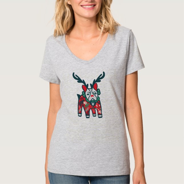 Stay Cosy | French Bulldog Reindeer Christmas T-Shirt (Front)