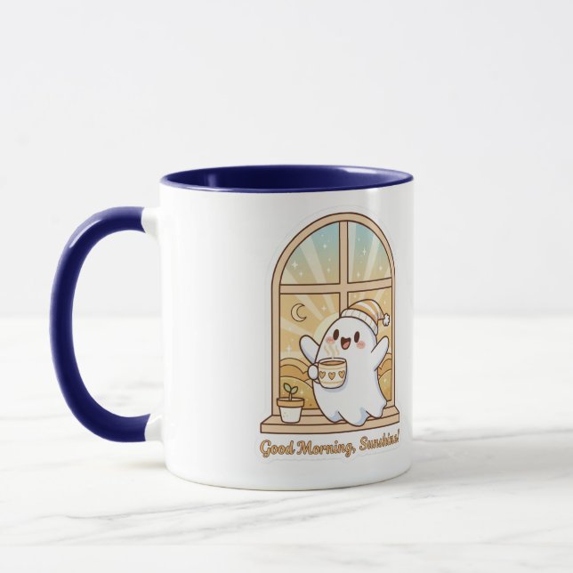 Stay Cosy, Keep Growing – Cute Ghost Coffee Mug ☕ (Left)