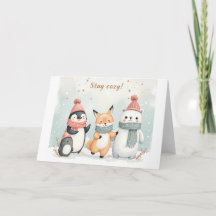 Stay Cosy Winter Animals Greeting Card