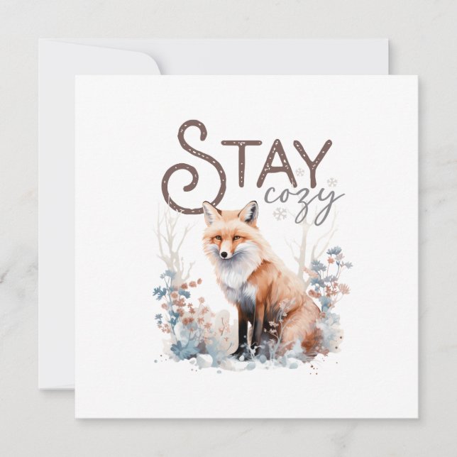 Stay Cosy Woodland Fox Christmas Holiday Card (Front)
