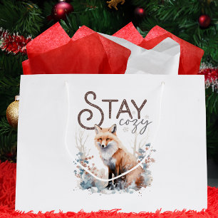 Stay Cosy Woodland Fox Christmas Large Gift Bag