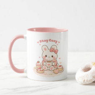 Stay Cozy Cute Bunny Rabbit Sweet Pink Mug