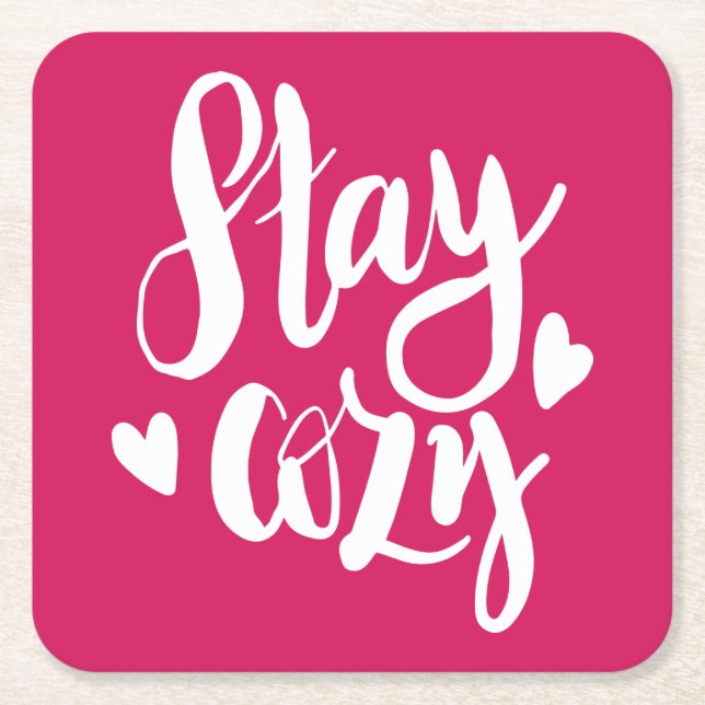 Stay Cozy Square Paper Coaster (Front)
