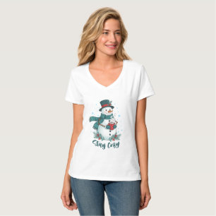 Stay Cozy Winter Snowman With Hot Cocoa T-Shirt