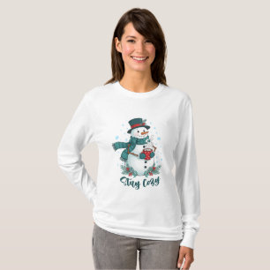 Stay Cozy Winter Snowman With Hot Cocoa T-Shirt