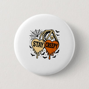 Stay Creepy, Dripping Heart Halloween, Skeleton Ha 6 Cm Round Badge