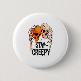 Stay Creepy PNG, Retro Skull Halloween 6 Cm Round Badge