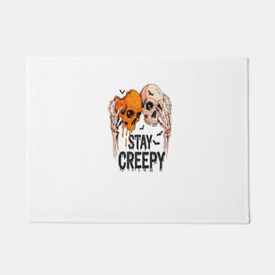 Stay Creepy PNG, Retro Skull Halloween Doormat