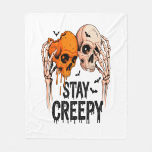 Stay Creepy PNG, Retro Skull Halloween Fleece Blanket