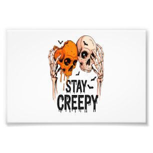 Stay Creepy PNG, Retro Skull Halloween Photo Print