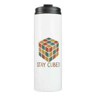 Stay Cubed   Logic Cube Retro Style Puzzle Thermal Tumbler