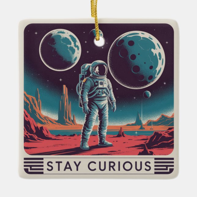 Stay Curious Ceramic Ornament (Front)