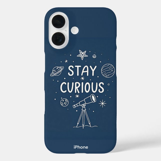 Stay Curious Cosmic Sensibility iPhone 16 Case (Back)