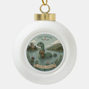 Stay Curious Cosy Cryptid Nessie Loch Ness Monster Ceramic Ball Christmas Ornament